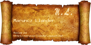 Maruncz Liander névjegykártya